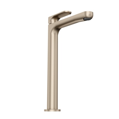 Смеситель для раковины Ole/Оле однорычажный высокий без донного клапана, золотой атласный