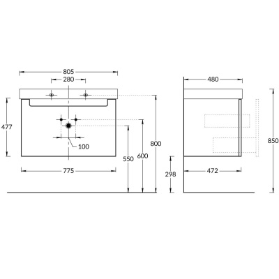 Тумба Buongiorno Plus/Бонджорно Плюс подвесная с ящиками 80, белая глянцевая-дуб Кантри