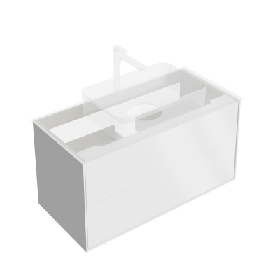 Тумба Plaza Modern/Плаза Модерн подвесная 100, нажимное открывание, 2 ящика, белая матовая Тумба Plaza Modern/Плаза Модерн подвесная 100, нажимное открывание, 2 ящика, белая матовая