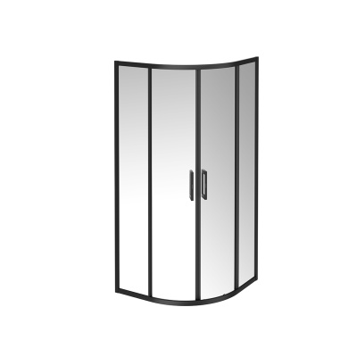 Душевой уголок Vetro/Ветро, раздвижной, четверть круга, 90х90х195, матовый черный Душевой уголок Vetro/Ветро, раздвижной, четверть круга, 90х90х195, матовый черный