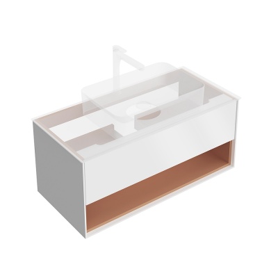 Тумба Plaza Modern/Плаза Модерн подвесная 100, нажимное открывание, 1 ящик, подсветка, белая матовая+сахара Тумба Plaza Modern/Плаза Модерн подвесная 100, нажимное открывание, 1 ящик, подсветка, белая матовая+сахара