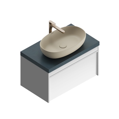 Тумба Modula/Модула подвесная 80 с ящиком 1+1, белая глянцевая