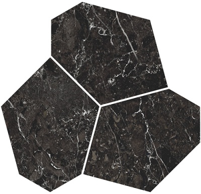 Декор Марсель наборный чёрный матовый обрезной 26,5x25,5x0,9