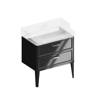 Тумба Pompei/Помпеи напольная с 2 ящиками 80, черная глянцевая