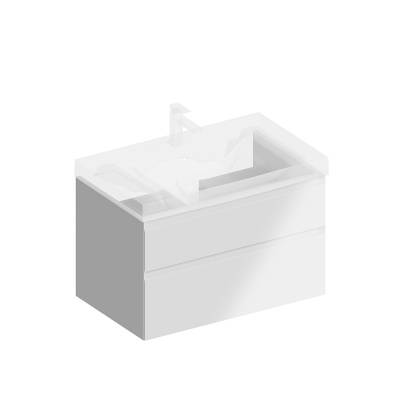 Тумба Cubo/Кубо подвесная с ящиками 80, белая глянцевая