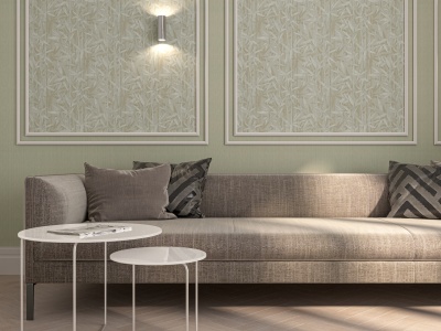 Обои виниловые Бамбук мотив, серый, зеленый Обои виниловые Бамбук мотив, серый, зеленый