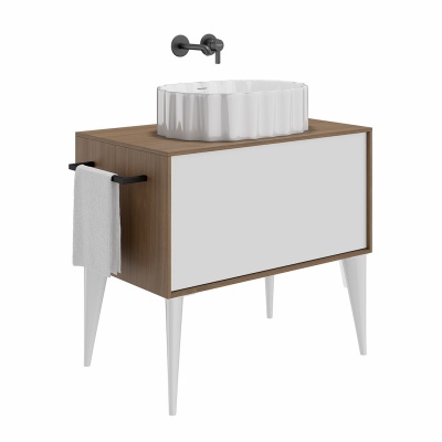 Тумба Atollo/Атолло напольная/подвесная с ящиком 80, белая матовая