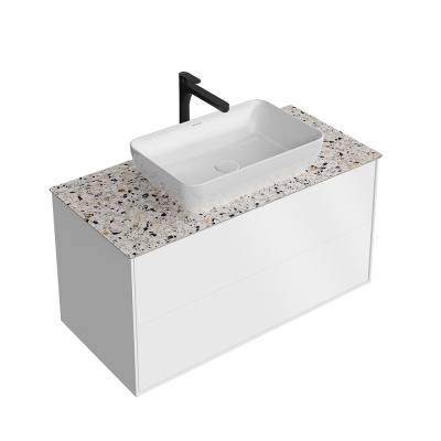 Тумба Plaza Modern/Плаза Модерн подвесная 100, нажимное открывание, 2 ящика, белая матовая Тумба Plaza Modern/Плаза Модерн подвесная 100, нажимное открывание, 2 ящика, белая матовая