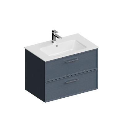 Тумба PIANO Classic подвесная 75 см, 2 ящика, ясень синий матовый