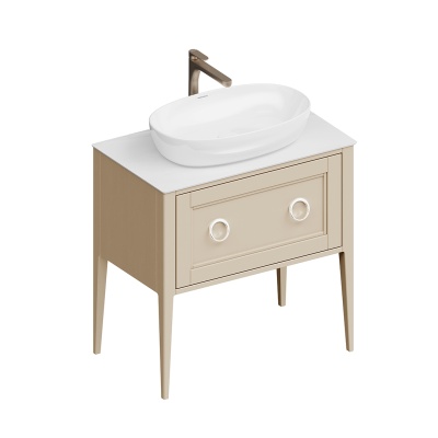 Тумба Plaza Classic/Плаза Классик напольная 1+1 ящик 80, капучино матовый