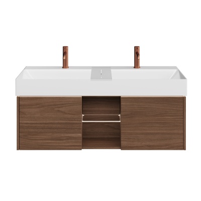 Тумба Grande/Гранде подвесная 120, 2 ящика + открытая зона, структурированный орех