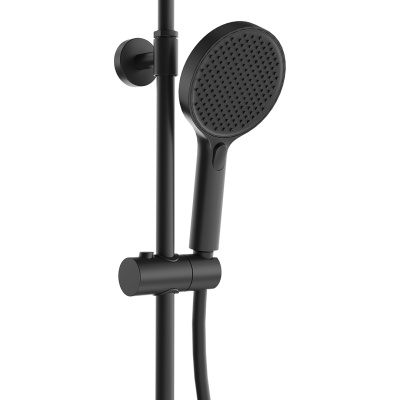 Душевая колонна Fonte/Фонте на 3 потока с фиксированным изливом и термостатическим смесителем, черный матовый