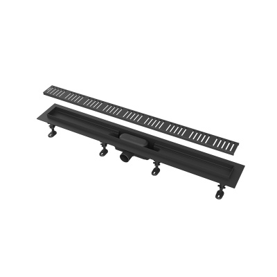 Душевой лоток смарт с перфорированной решеткой, черный, 75 см