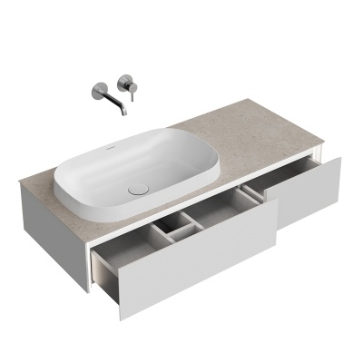 Тумба Magica/Маджика подвесная 120, 2 ящика, утренний серый матовый     