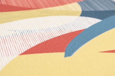 Обои виниловые на флизелиновой основе Шафран мотив, разноцветный синий