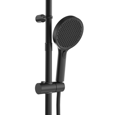 Душевая колонна Fonte/Фонте на 3 потока с поворотным изливом и механическим смесителем, черный матовый