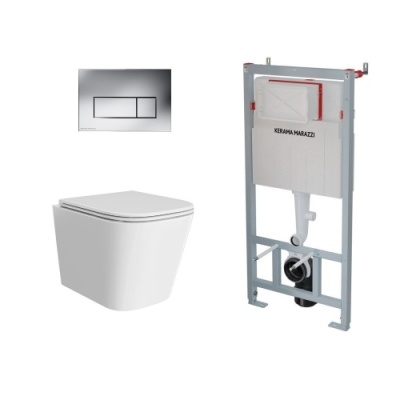 Комплект с подвесным унитазом КУБО и кнопкой управления хром-глянец Комплект с подвесным унитазом КУБО и кнопкой управления хром-глянец
