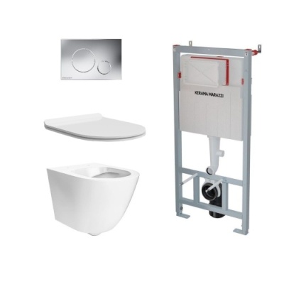 Комплект с подвесным унитазом СФЕРА, универсальным сиденьем, инсталляцией и кнопкой управления хром-глянец (круглая) Комплект с подвесным унитазом СФЕРА, универсальным сиденьем, инсталляцией и кнопкой управления хром-глянец (круглая)