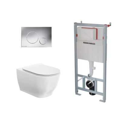 Комплект с подвесным унитазом МОДУЛА и кнопкой управления хром-глянец (круглая) Комплект с подвесным унитазом МОДУЛА и кнопкой управления хром-глянец (круглая)