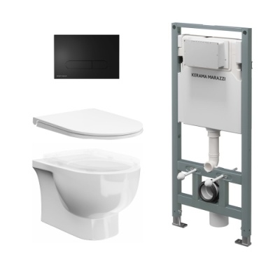 Комплект с подвесным унитазом БОНДЖОРНО ПРО, инсталляцией ПРО и кнопкой управления черный матовый Комплект с подвесным унитазом БОНДЖОРНО ПРО, инсталляцией ПРО и кнопкой управления черный матовый