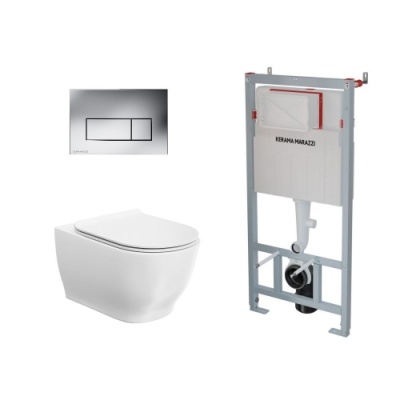 Комплект с подвесным унитазом МОДУЛА и кнопкой управления хром-глянец Комплект с подвесным унитазом МОДУЛА и кнопкой управления хром-глянец