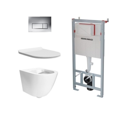 Комплект с подвесным унитазом СФЕРА, универсальным сиденьем, инсталляцией и кнопкой управления хром-глянец Комплект с подвесным унитазом СФЕРА, универсальным сиденьем, инсталляцией и кнопкой управления хром-глянец