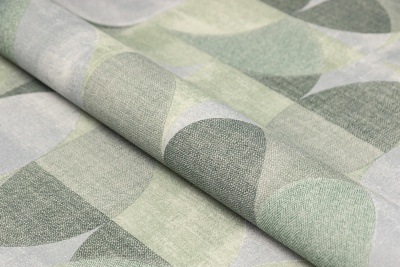 Обои виниловые на флизелиновой основе Шафран мотив, зелёный, круги