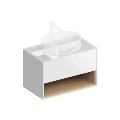 Тумба PLAZA Modern подвесная 80 белый 1 ящик + полка