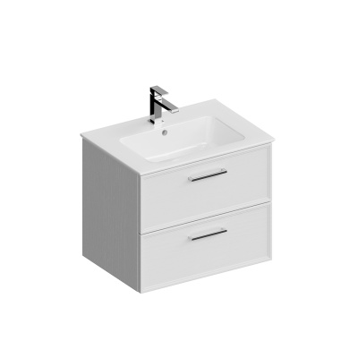 Тумба PIANO Classic подвесная 65 см, 2 ящика, ясень белый матовый