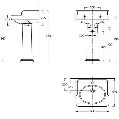 Раковина POMPEI подвесная/мебельная 60, белая глянцевая Раковина POMPEI подвесная/мебельная 60, белая глянцевая