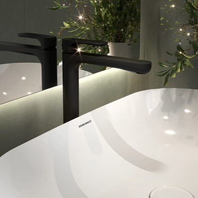 Смеситель для раковины OLE однорычажный высокий без донного клапана, матовый черный Смеситель для раковины OLE однорычажный высокий без донного клапана, матовый черный