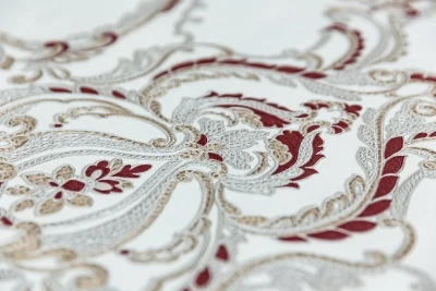 Обои виниловые на флизелиновой основе Ориент мотив, белый красный