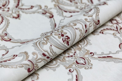 Обои виниловые на флизелиновой основе Ориент мотив, белый красный Обои виниловые на флизелиновой основе Ориент мотив, белый красный