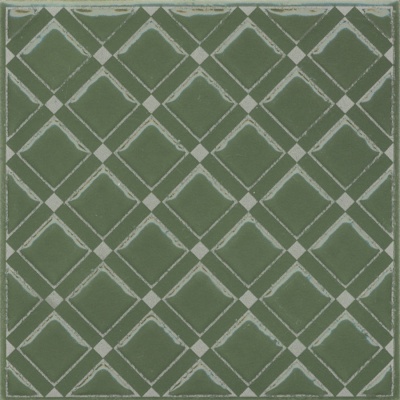 Декор Бахия 1 зелёный глянцевый 9,8x9,8x0,7