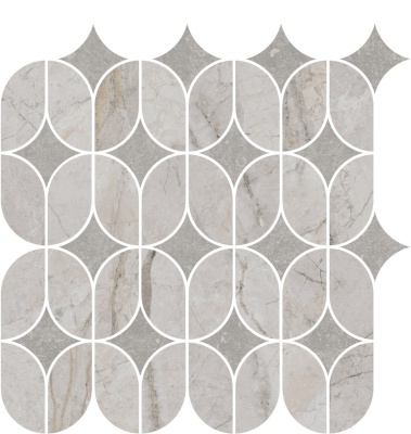 Декор Ифран наборный серый светлый глянцевый обрезной 30x32,5x0,9