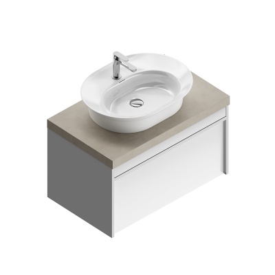 Тумба MODULA подвесная 80 с ящиком 1+1, белая глянцевая Тумба MODULA подвесная 80 с ящиком 1+1, белая глянцевая