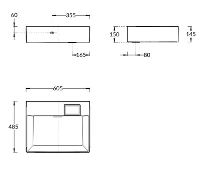 Раковина LOGICA мебельная без отверстий 60, белая глянцевая Раковина LOGICA мебельная без отверстий 60, белая глянцевая