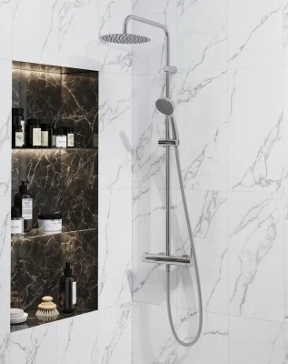 Душевая колонна NOTA на 2 потока с механическим смесителем с ручным душем на 5 режимов, хром