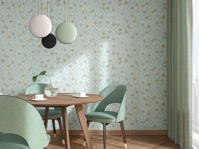 Обои виниловые Арабески мотив, бирюзовый Обои виниловые Арабески мотив, бирюзовый