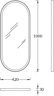 Зеркало CONO овальное 42 с подсветкой, черное матовое