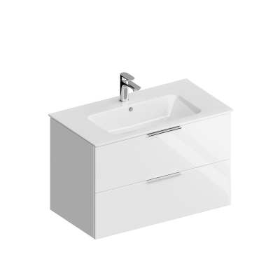 Тумба PIANO Forte подвесная 85 см, 2 ящика, белый глянцевый