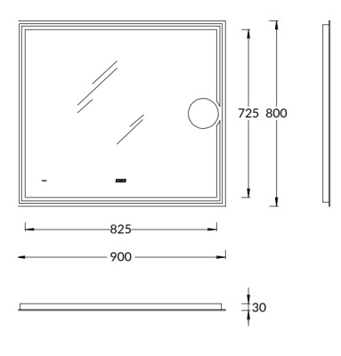 Зеркало TECNO c LED 90 с макро линзой, с подсветкой, с функцией антизапотевание, белый глянцевый Зеркало TECNO c LED 90 с макро линзой, с подсветкой, с функцией антизапотевание, белый глянцевый