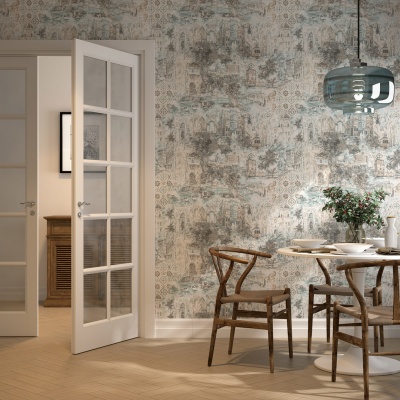 Обои виниловые Впечатление мотив, голубой Обои виниловые Впечатление мотив, голубой