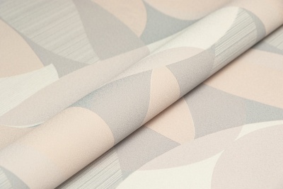 Обои виниловые на флизелиновой основе Шафран мотив, бежевый серый, листья