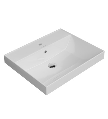 Раковина CUBO подвесная/мебельная 60, белая глянцевая Раковина CUBO подвесная/мебельная 60, белая глянцевая