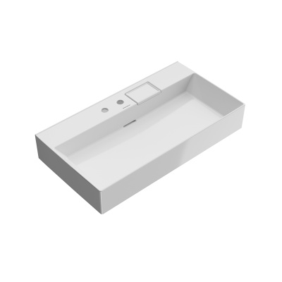 Раковина LOGICA мебельная\подвесная с двумя отверстиями 90, белая глянцевая Раковина LOGICA мебельная\подвесная с двумя отверстиями 90, белая глянцевая