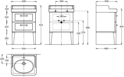 Тумба POMPEI напольная с 2 ящиками 60, белая глянцевая Тумба POMPEI напольная с 2 ящиками 60, белая глянцевая