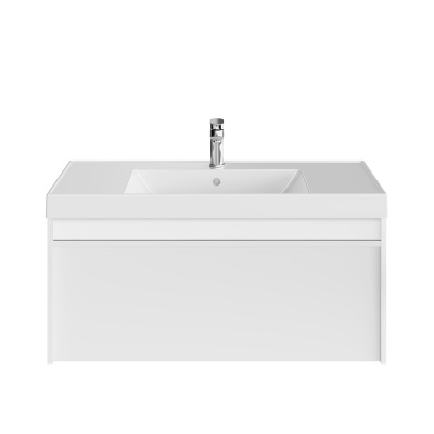 Тумба MODULA подвесная 100 с ящиком 1+1, белая глянцевая Тумба MODULA подвесная 100 с ящиком 1+1, белая глянцевая