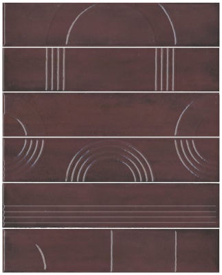 Панно Мажорель бордовый глянцевый (из 6 частей 6х28,5) 36x28,5x1