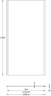 Душевая боковая панель VETRO, 100х195, матовый черный Душевая боковая панель VETRO, 100х195, матовый черный